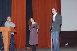 представление фильма "Человек, который знал все": режиссер Владимир Мирзоев, актриса Екатерина Гусева, актер Егор Бероев