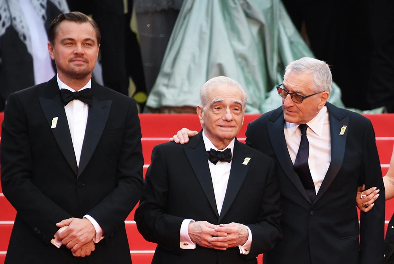 Леонадро ДиКаприо, Мартин Скорсезе и Роберт де Ниро на 76 Каннском международном кинофестивале 