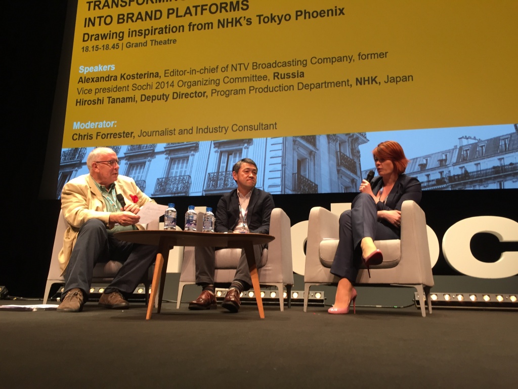 рынок документального контента MIPDOC, дискуссия после показа фильма Токио Феникс: Взлет современной Японии (Tokyo Phoenix: The Rise of Modern Japan), Крис Форрестер, Хироши Тамани, Александра Костерина