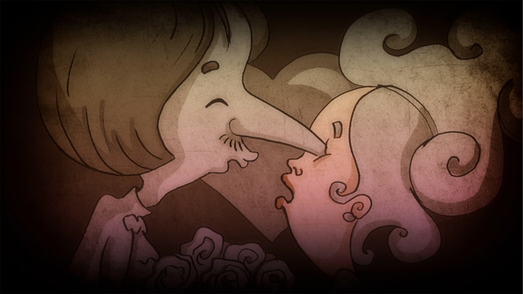 кадр из анимационного фильма "Как Гоголь "Нос" написал"