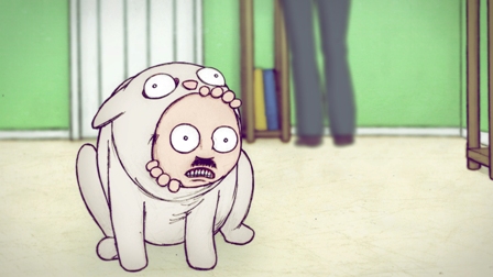 кадр из анимационного фильма "Всепоглощающая любовь (Мужчина в коте)"