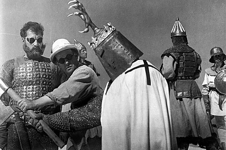 на съемках фильма "Александр Невский"