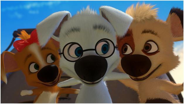 кадр из анимационного сериала Белка и Стрелка. Озорная семейка