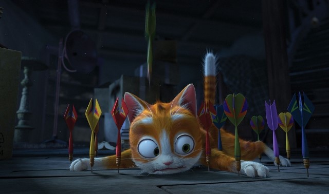 кадр из анимационного фильма "Кот Гром и заколдованный дом"