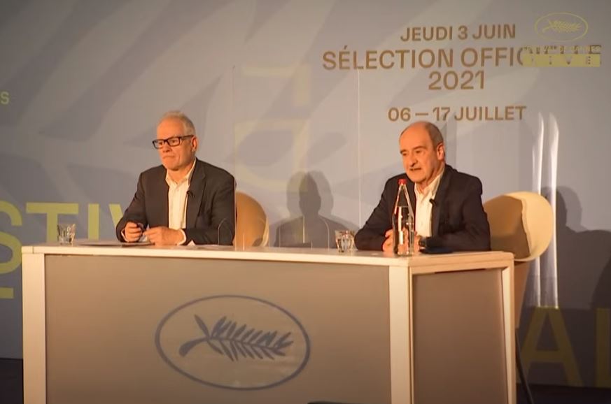 Тьерри Фремо и Пьер Лескюр на пресс-конференции 74 Международного Каннского кинофестиваля