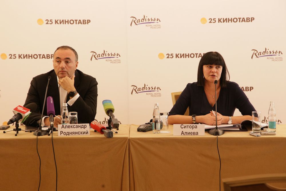 пресс-конференция 25-го фестиваля "Кинотавр", президент смотра Александр Роднянский и программный директор Ситора Алиева