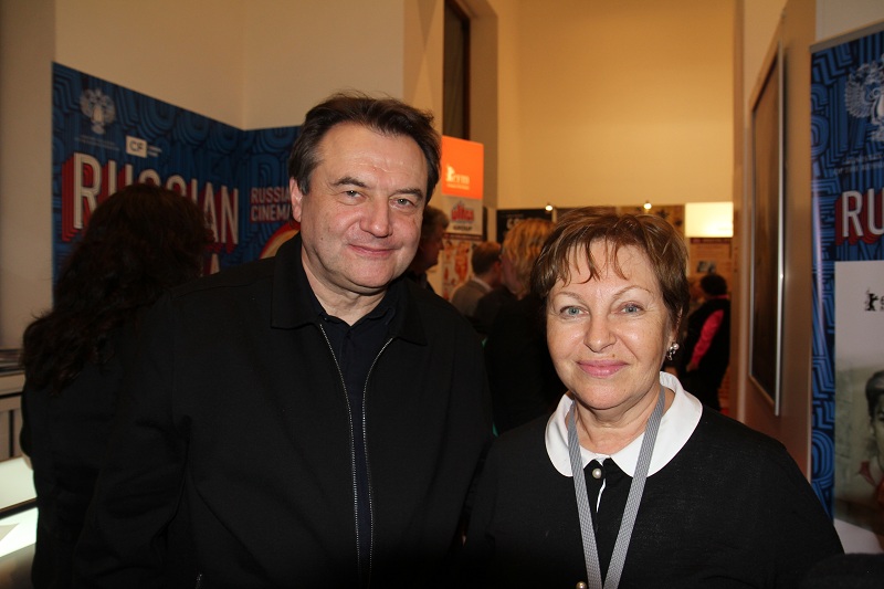 Европейский кинорынок, приветственный коктейль стенда Russian Cinema, продюсер режиссер и продюсер Алексей Учитель,  глава компании Интерсинема Раиса Фомина 