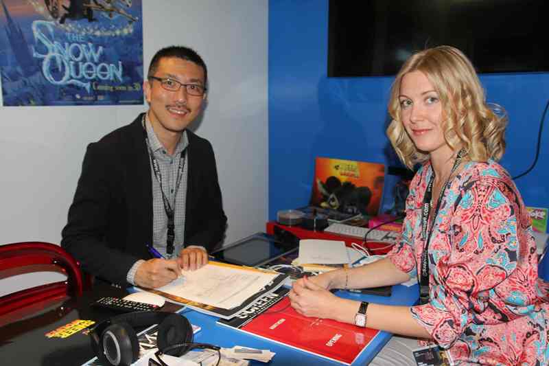 Кинорынок Marche du Film, объединенный стенд российского кино RUSSIAN CINEMA, директор по международной дистрибуции Wizart Animation Диана Юринова и генеральный директор Flame Node Фрэнк Фэнг Йи (Feng Yi)