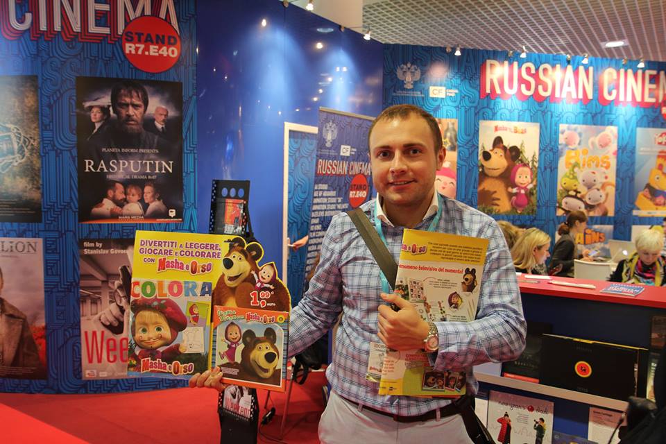 международный рынок телевизионного контента MIPTV 2015, стенд Russian Cinema, Владимир Горбуля, руководитель лицензионного отдела ООО "Маша и Медведь"