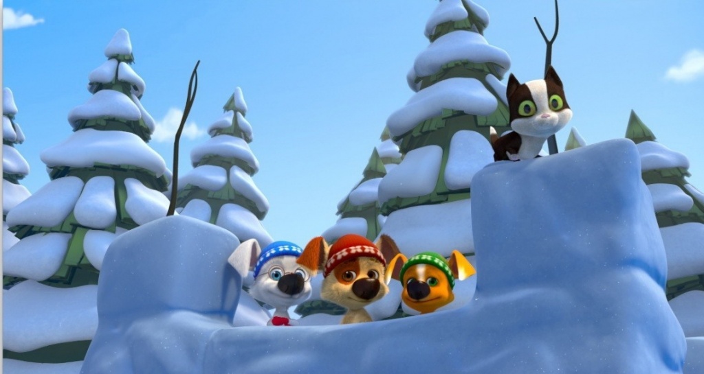 кадр из анимационного сериала "Белка и Стрелка. Спортивная команда"