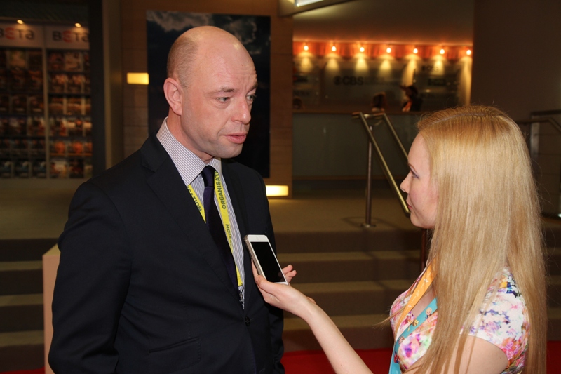 MIPTV 2014, открытие объединенного павильона Russian Cinema, директор по региональным продажам ТВ подразделения компании Reed Midem Фредерик Вольпрэ