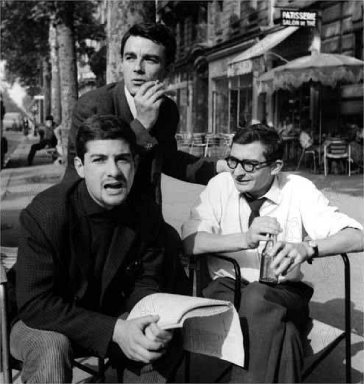 Жан-Клод Бриали, Жерар Блен и Клод Шаброль на съемках фильма Кузены