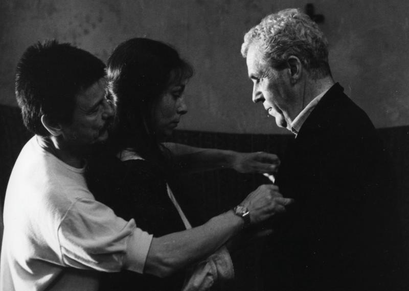 Андрей Тарковский, Гудрун Гисладоттир и Эрланд Юзефсон на съемках фильма Жертвоприношение