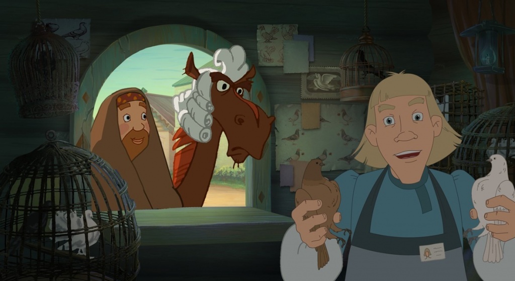 кадр из анимационного фильма "Три богатыря. Ход конем"