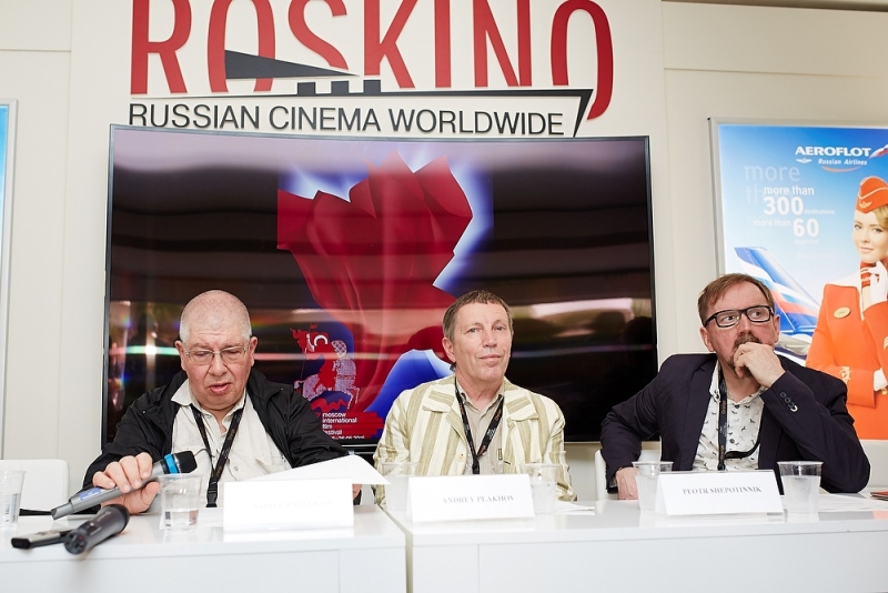 68 Каннский международный кинофестиваль, Российский павильон, пресс-конференция Московского кинофестиваля, Кирилл Разлогов, Андрей Плахов, Петр Шепотинник