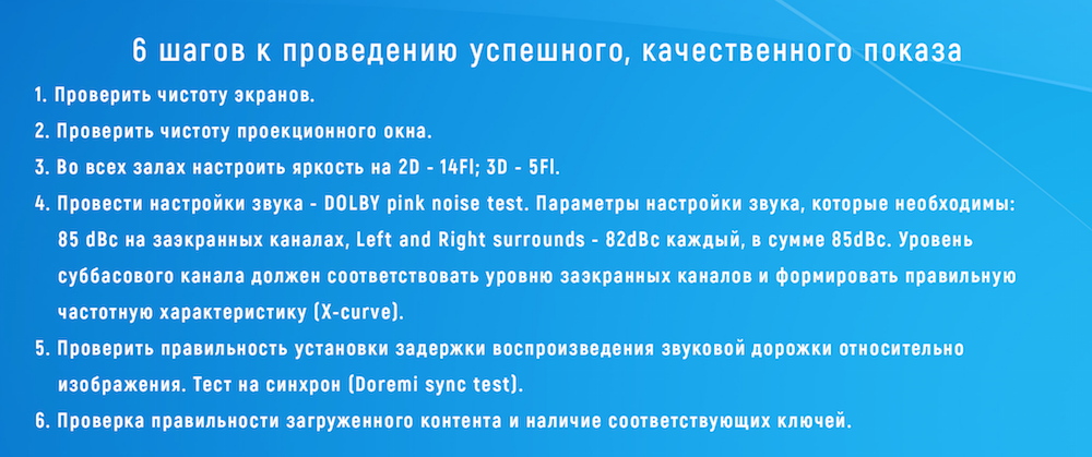 6 шагов к проведению успешного качественного кинопоказа 6 шагов к проведению успешного качественного кинопоказа