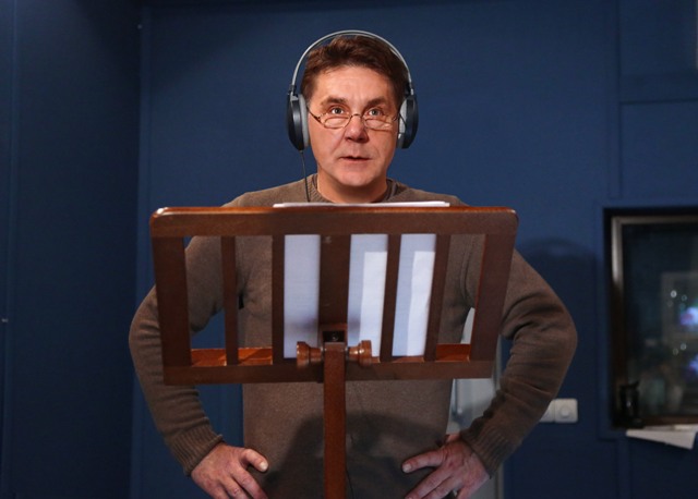 Сергей Маковецкий на озвучании мультфильма "Три богатыря на дальних берегах"