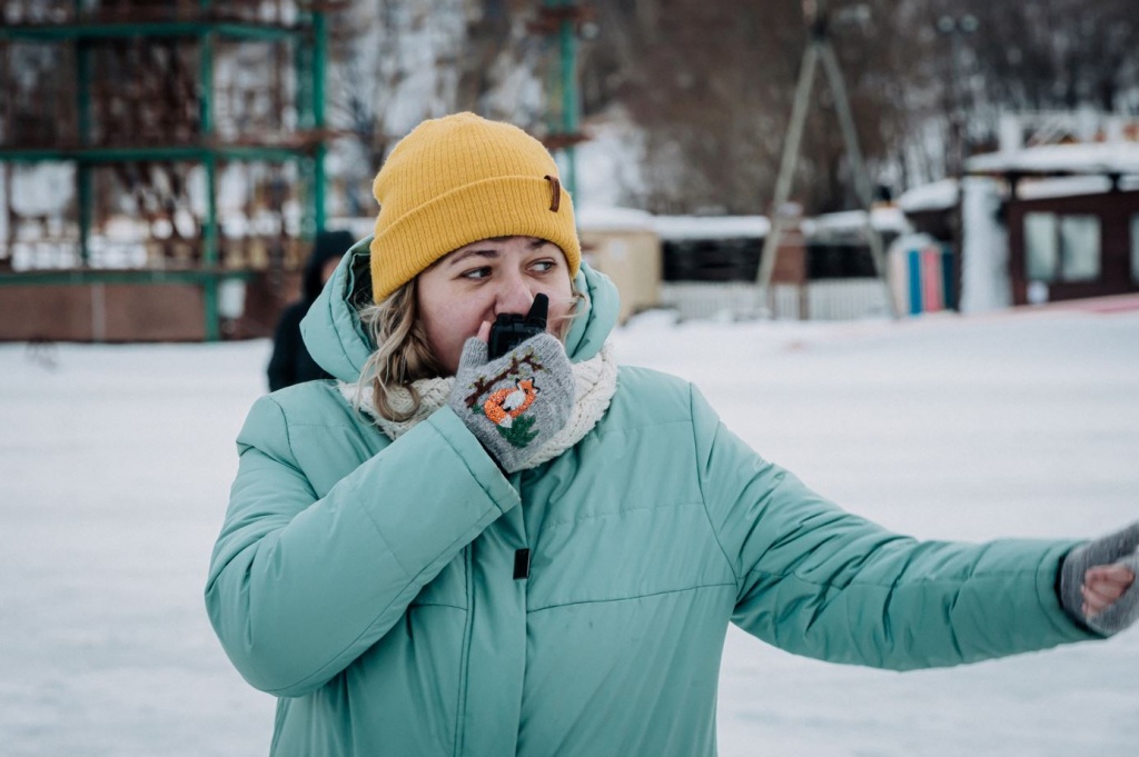 Наталия Мещанинова на съемках фильма Один маленький ночной секрет