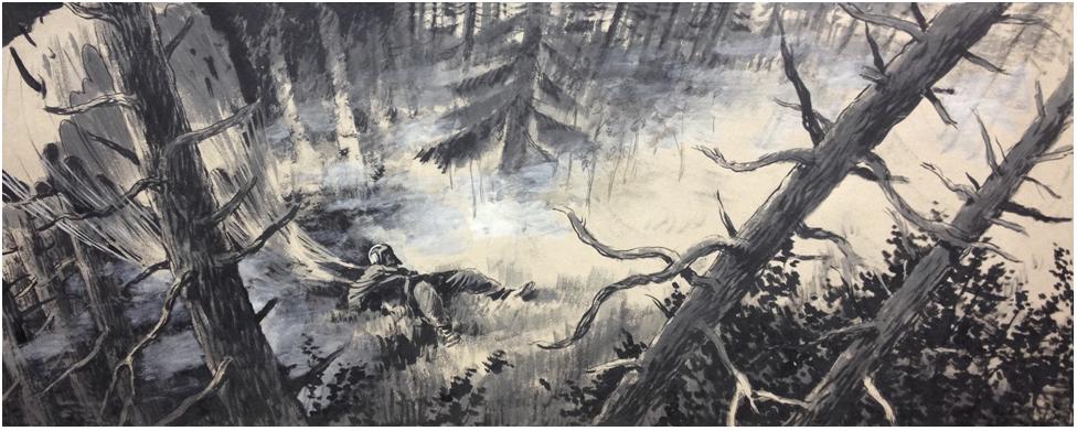 эскиз Сталена Волкова к фильму "Живые и мертвые"