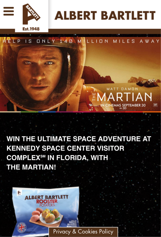 Albert Bartlett - официальный картофель фильма "Марсианин"