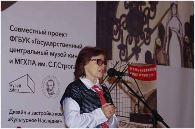 открытие выставки "Владимир Егоров: сто лет в кино", ученый секретарь Музея кино и куратор выставки Ирина Павлова