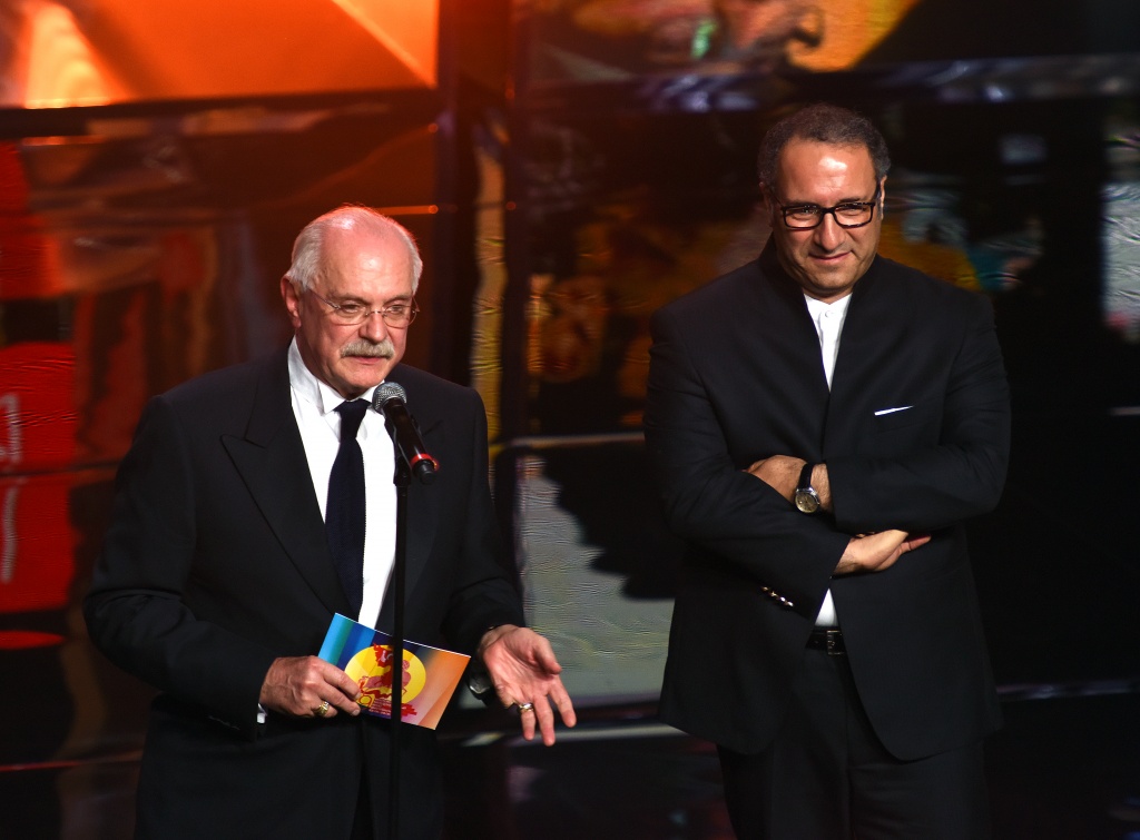 39 Московский международный кинофестиваль, церемония открытия, президент смотра Никита Михалков и председатель жюри основного конкурса Рез Миркарими