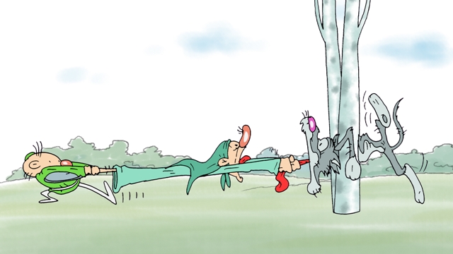 кадр из анимационного фильма "Алдар и серый волк"