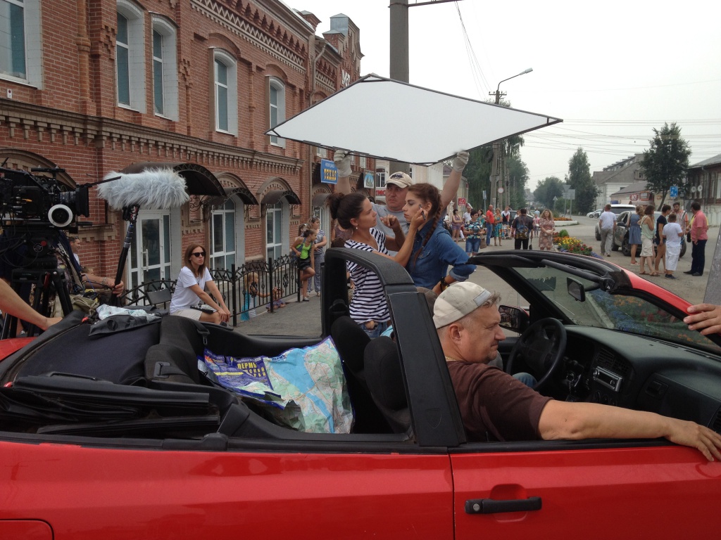 на съемках фильма Посадочная нога на съемках фильма Посадочная нога