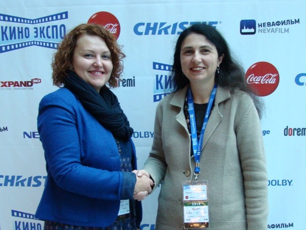 Кино Экспо 2014, программный директор Российского Международного Кинорынка Екатерина Бордачева и главный редактор Интернет-портала "ПрофиСинема" Нина Ромодановская