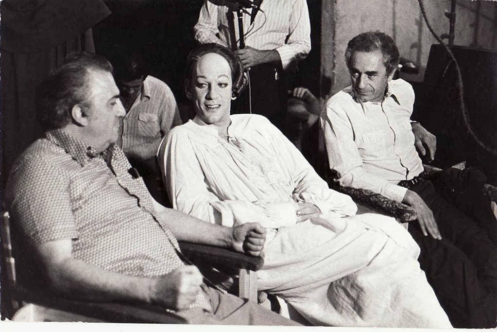 Федерико Феллини, Дональд Сазерленд и Микеланджело Антониони на съемках фильма Казанова Феллини